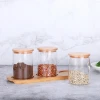 Kitchenware Borosilicate Glass Spice Jars Container with Bamboo Lid Tray Seasoning Pots Set