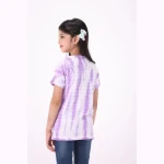 100% Knitted Pure Cotton Fabric Regular Length round Neck Half Sleeves Purple Tie Dye T-Shirt Girls Kids Age Group Short Sleeves
