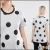 Import KY Soft-touch jersey Round neckline Spot print Relaxed fit maternity clothing Top in Polka Dot with Contrast Binding from China