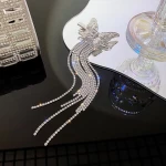 Ladies Fashion Butterfly Tassel Luxury Hairpin Side Rhinestone Long Pendant Hair Clip Women