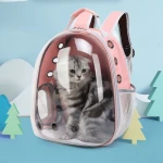 Large Capacity Transparent Acrylic Cat Backpack Space Capsule Design Zipper Breathable Travel Bag Small Animals Animal Pattern
