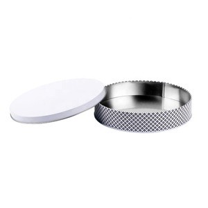 large plain flat white empty food grade tea tins cans for cake