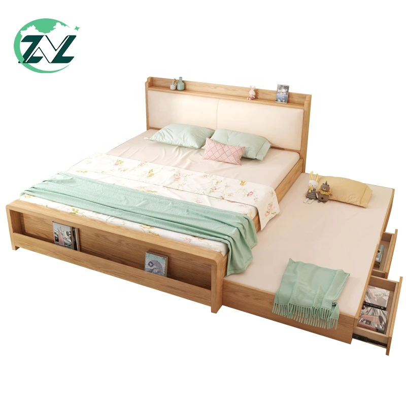 Latest Luxury Foldable Wooden Bed Base Two Layer Wood Bed Slatted Adjustable Bed Design Furniture