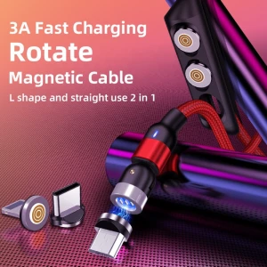 led magnetic charging cable 6.6ft 3A fast charging and data transfer personalized usb cable with cheap price