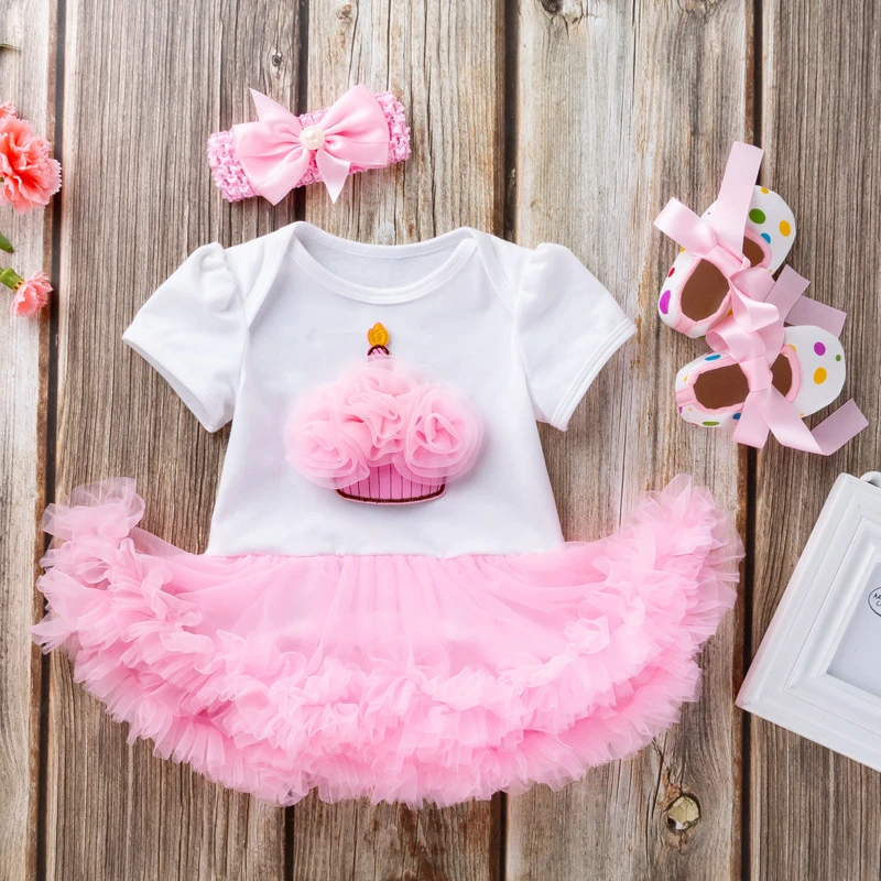 Little Girls Infant Layered Tulle PinkTutu Skirt with Cartoon T-Shirts Headband and Shoes Set