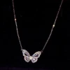 Loftily Jewelry Butterfly Pendant Charms Necklace Gold Silver Plating Crystal Elegant Women Link Chain Necklaces