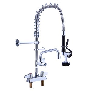Long Faucet Handles Steel Pre Rinse Tubular Professional Restaurant Kitchen Equipment Faucet With Sprayer