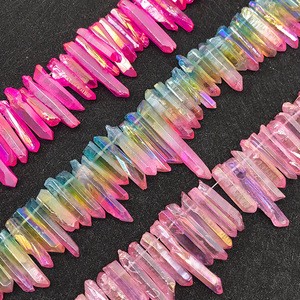 LS-A2037 Top Drilled Colorful Raw Crystal Beads Pendants/Necklace,AB Titanium Crystal Quartz Stones Stick Point Loose Beads