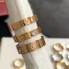 Luxury Classic Diamond Love Brand Stainless Steel Ring Personalized Fashion Screw Pattern Couple Ring Birthday Gift