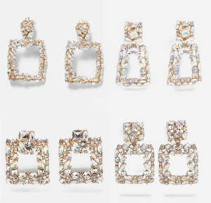 Luxury Crystal Pendant Earrings Big Long Square Drop Earrings Women Fashion Party Wedding Bridal Jewelry Wholesale Gifts