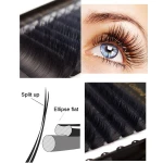 Luxury Deep Matte Black Ellips Volume Individual Flat Silk Lashes  Eyelash Extensions Of 0.15 D Curl