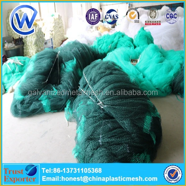 Made in china 0.12 mm nylon yarn green monofilament single knotted fishing net
