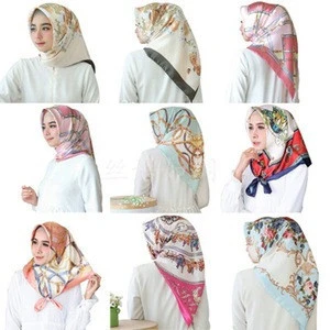 malaysia Explosion models 90cm satin print large fashion wensli silk square beach fan scarf summer twill 90x90