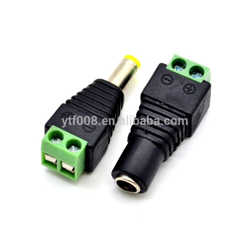Male Female 2.1x5.5mm DC Power Plug Jack Adapter Wire Connector for CCTV