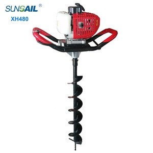 man operated powered by gasoline earth auger with wheel/ground drill/ drilling machine