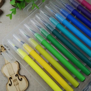 Manufacturer wholesale 24 colors solid watercolour paint set with water brush pen ppbox