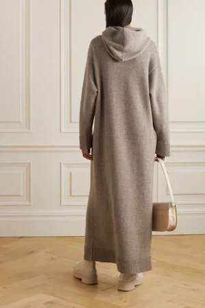 manufacturer wholesale custom hooded oversize loose relaxed fit women casual wool blend cashmere sweater dress for winter