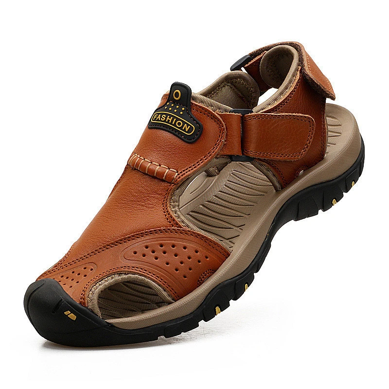 Men&#39;s Summer Wading Sandals Genuine Leather Beach Sandals Casual Hiking Shoes