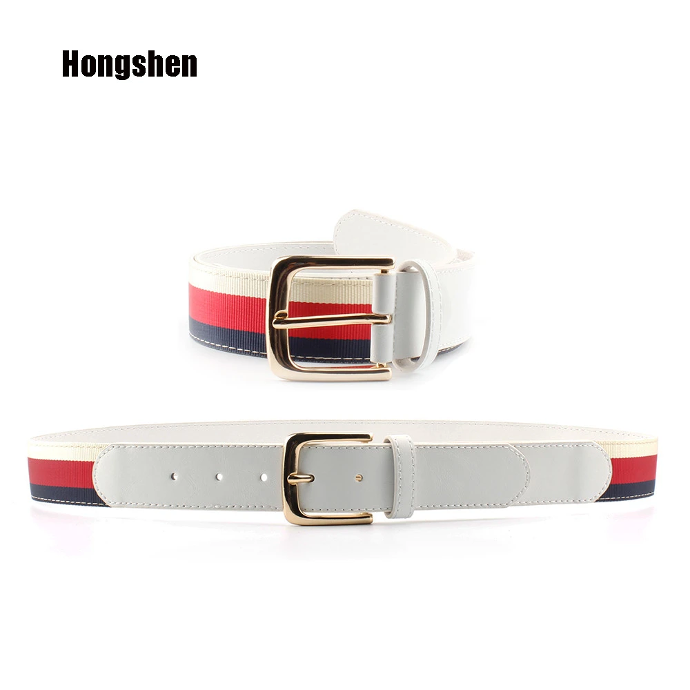 Men&#x27;s belt webbing stitched leisure pu leather belt accessory