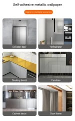 Metallic Wallpaper Waterproof PVC Self-adhesive Kitchen Sticker Metal PVC Sheet Rolls