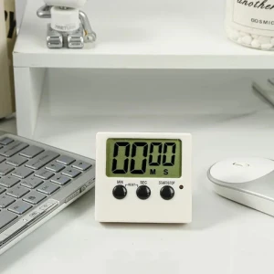 Mini Square Simple Function Kitchen LCD Large Digital Countdown Timer White cute business office student use