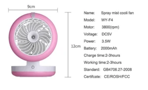 Misting cooler Fan / Mini Rechargeable Creative stand electric water spray fan cooler