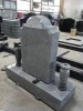 Modern design grey granite with flower carving with vases monument tombstone and headstones