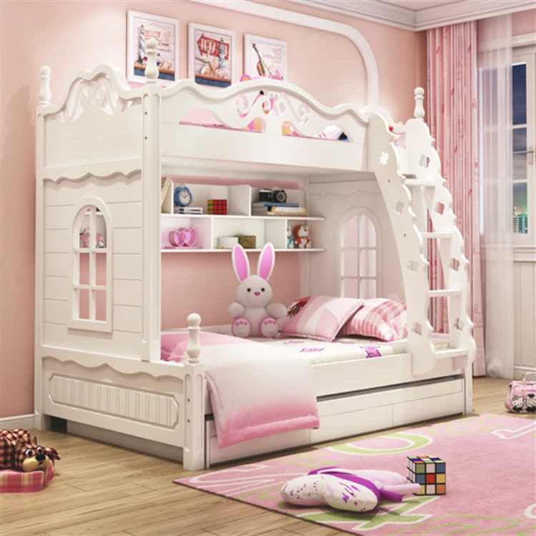 Modern design simple clean and elegant girl child bunk bed