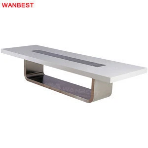 Modern Marble Top 10 Person White Office Conference Room Furniture Meeting Table with Socket