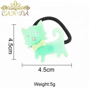 Multi colored elastic hair accessory cellulose acetate cartoon pet shape durable baby girls hair band