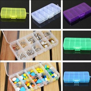 Multicolor 10 Compartments Plastic Jewelry storage box / pill storage case / clear plastic jewelry box