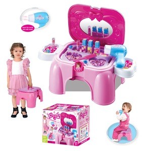 Multifunction Portable Dresser Set Beauty Set Real Action Play Set with wind can to be a chair for collection box packing