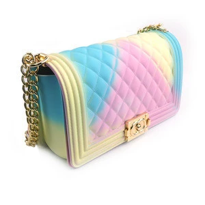 New arrived colorful girl&#39;s pvc jelly tote bag candy handbag crossbody bag