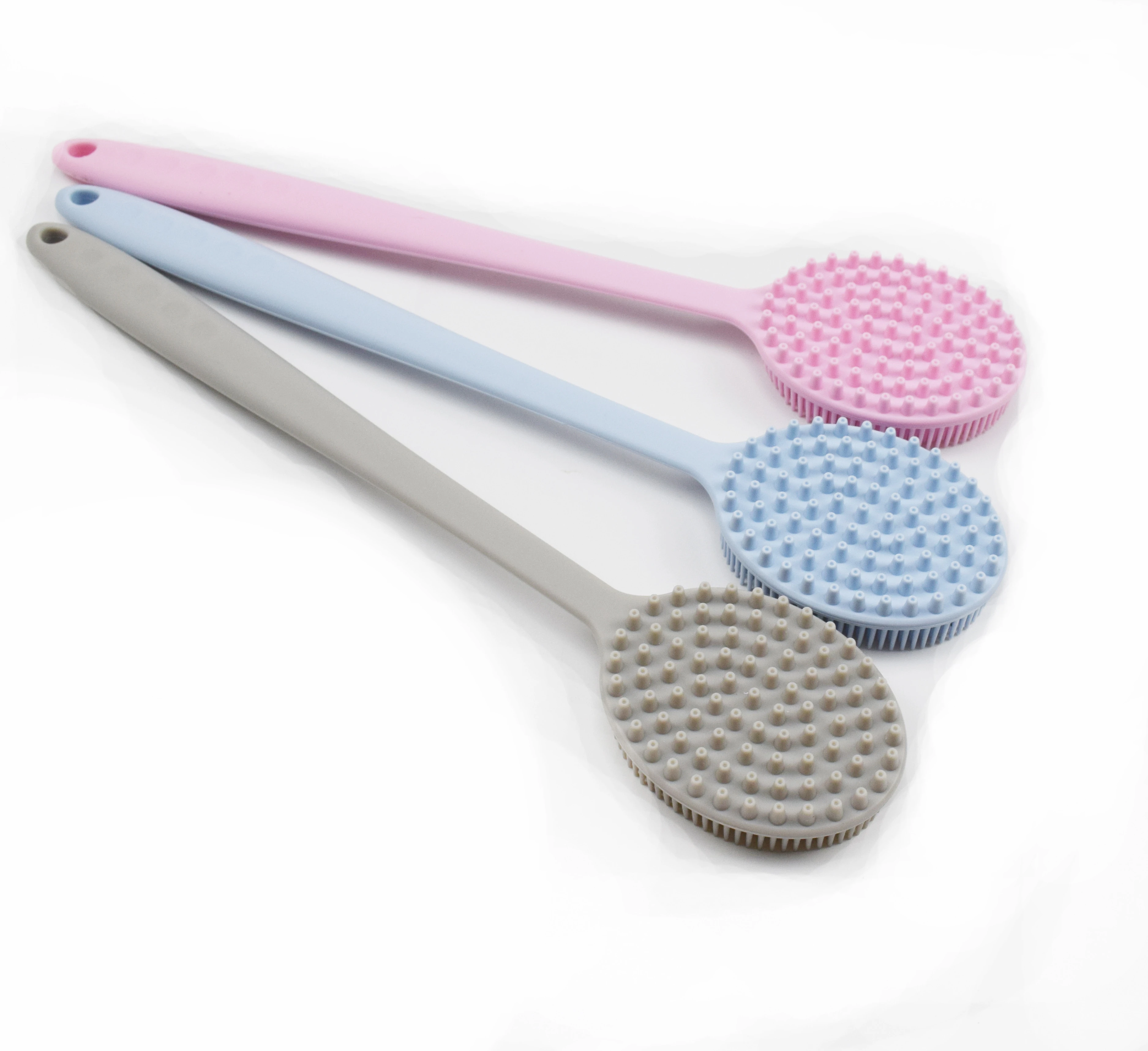 New design long handle bath scrubber silicone shower brush bath brush sponge