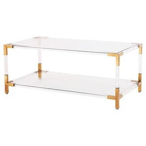 New Design Mirrored Corner Table Brass Classic Coffee Table Glass Coffee Table