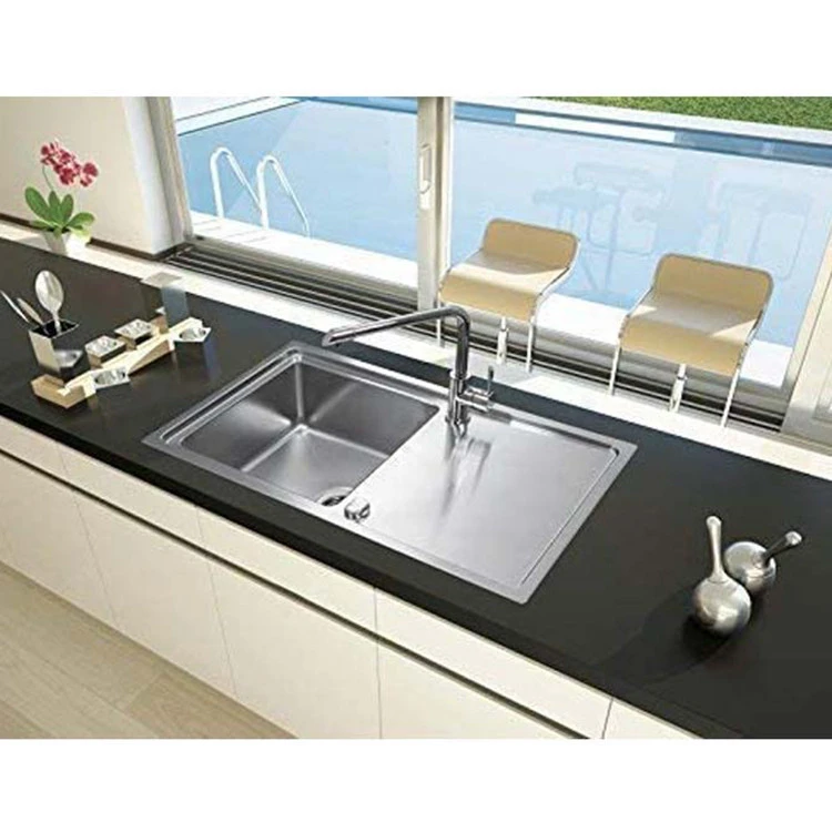 new design style single bowl 304 stainless steel restaurant kitchen sink with drainboard
