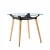 Import new glass top dining table beech wood leg from China