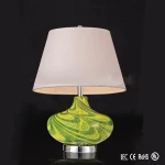 New special base fancy landscape painting gourd metal and glass table lamp