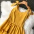 Import New Women elegant ladies elastic waist Dresses Pure color tie straps bow Mid-length skirt with suspenders and waist is slimmer from China