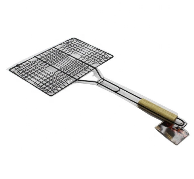 Non-stick Grill Basket BBQ Wire Mesh Grill Net Grilled Clip for Fish &amp; Vegetable &amp; Steak