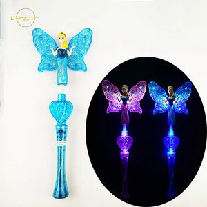 Novelty Flashing light up Magic Optical Butterfly Wands Colorful LED Princess Ball Luminous Stick LED Spin Toy light up toys