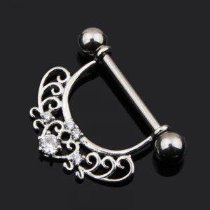 NUORO Zircon Nipplerings Piercing Stainless Steel Removable Pendant Nipple Straight Piercing Barbell Nipple piercing jewelry