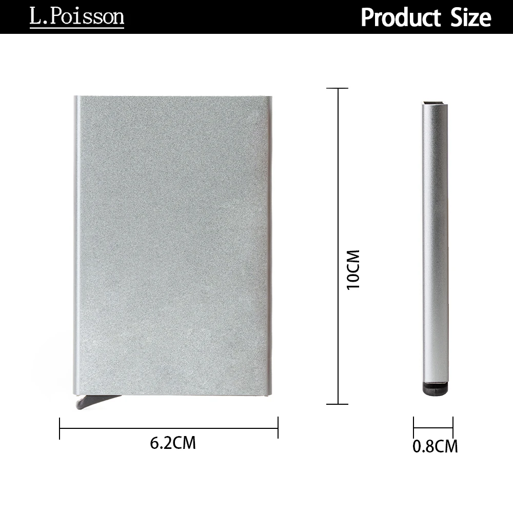OEM Credit Card Wallet Metal GuangZhou Wholesale RFID Blocking Function High Quality Aluminum Engraving Gray Color Card Holder