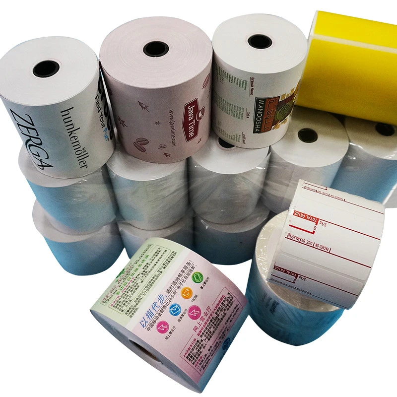 OEM package 55g/60g/ 70g/75g/ 80 gsm POS thermal paper customized printing roll paper
