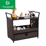 OEM Products Black Rattan Bar Cart Tools Set With Wheels