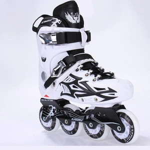 Outdoor activities adults bearing inline skate with four flashing wheels