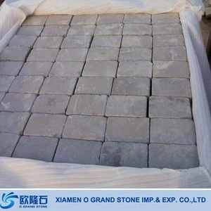 Outdoor Driveway Cube Stone Paving Tumbled Green Sandstone Paving Stone