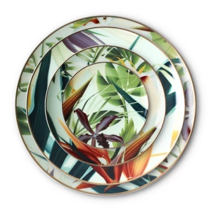 Palm Leaf Plates  Japanese crossing pattern emerald porcelain dinner plate custom printed ceramic plate