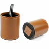 Pencil Cup with custom logo - Pen Tray Holder in leather - Business Pencils Case Box with PU lining & non-slip fleece underside