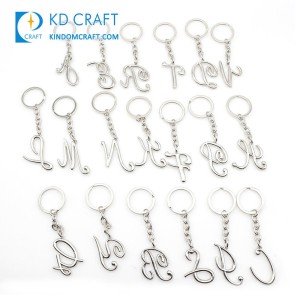 Personalised Custom Metal Ornament Blank Silver Charm Keyring Initial 26 Alphabet Keychain Accessories Letters for Souvenir Gift